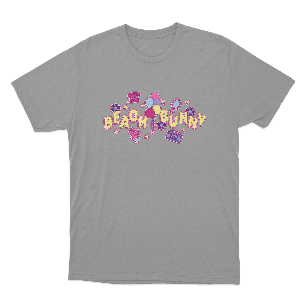 Beach Bunny Retro Party Unisex T Shirt Grey Beach Bunny Retro Party Unisex T Shirt Grey