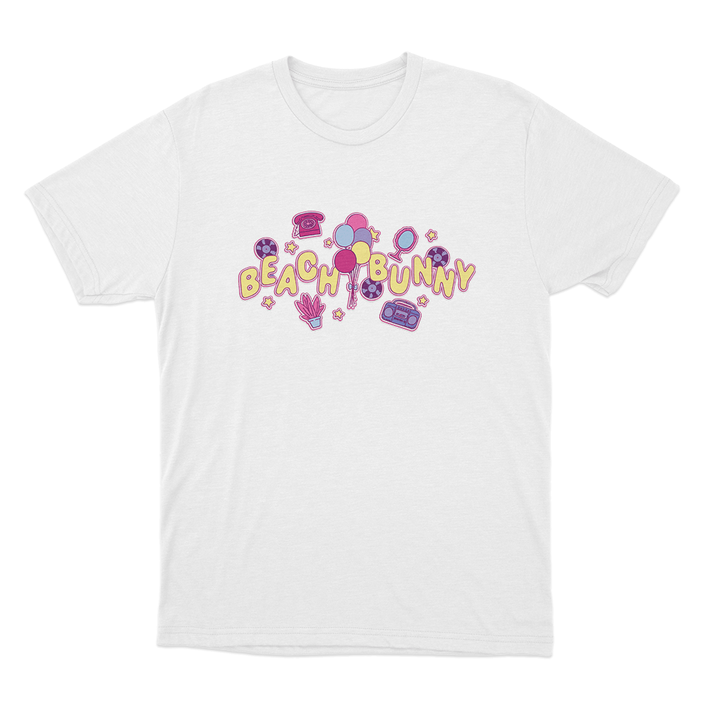 Beach Bunny Retro Party Unisex T Shirt White Beach Bunny Retro Party Unisex T Shirt White